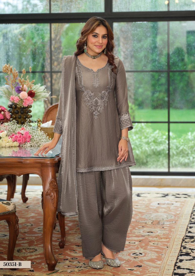 D 50354 B By Zaveri Marvel Silk Beats Embroidery Readymade Suits 
